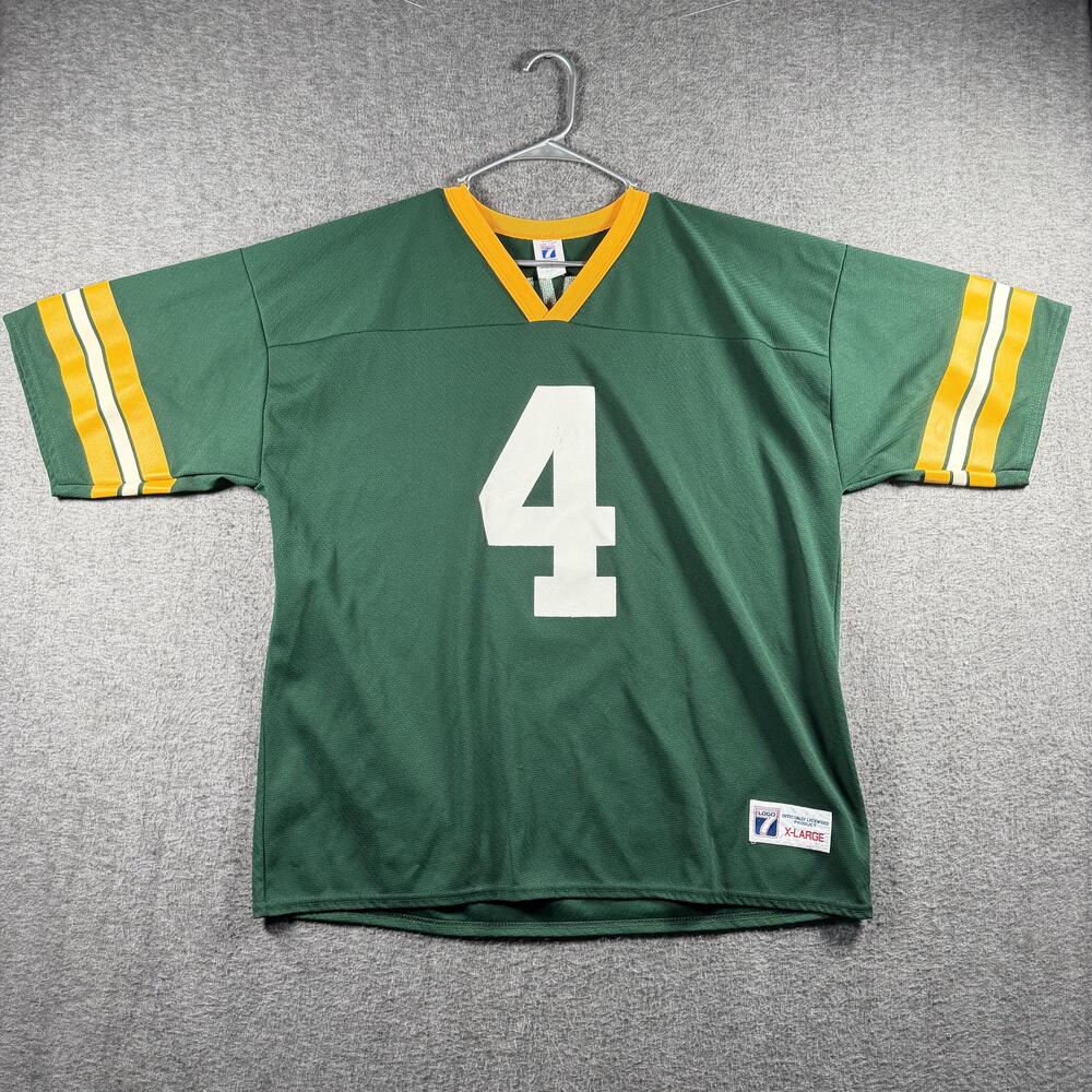 Vintage Green Bay Packers Jersey Mens XL Green NFL Brett Favre 4 Logo 7 90s